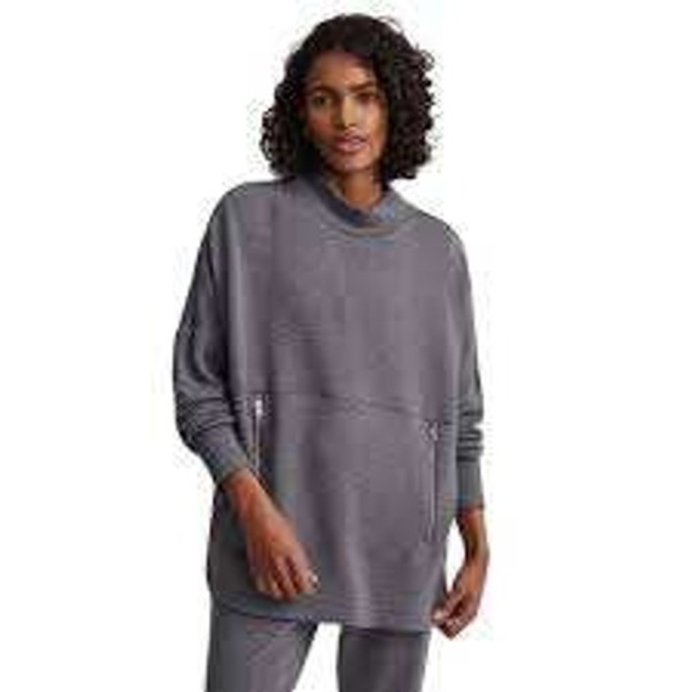 Varley Bay Sweatshirt Double soft Grey Zip Pocket Oversized Medium